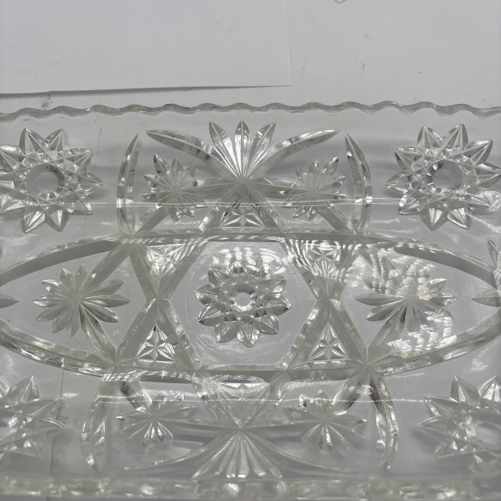 Vintage Anchor Hocking prescut Glass 12x6x1 Tray Scalloped Rim. Granny  Dishes